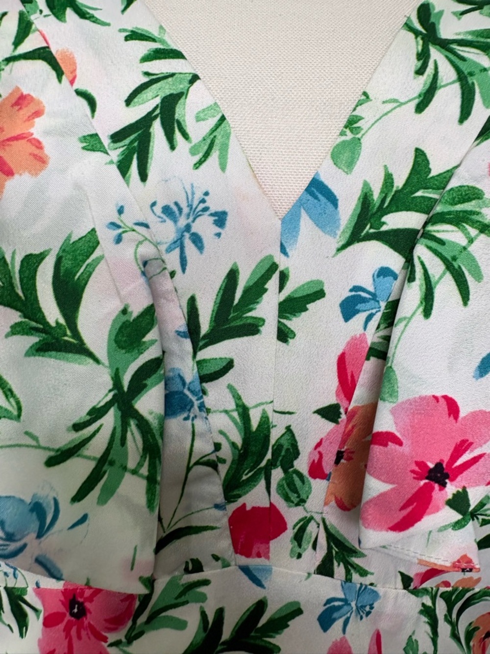 Kensie White Floral Midi Dress with Pink & Green Print - Picture 4 of 14
